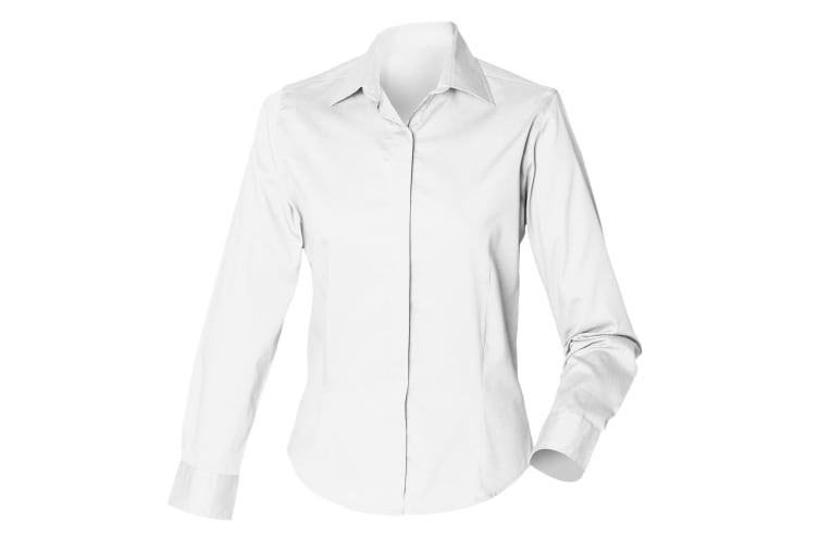 ESA-Long sleeve Ladies white Oxford shirt with embroidery
